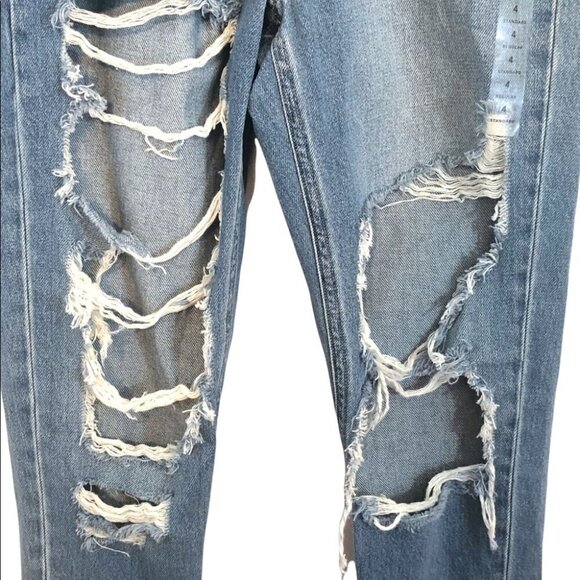 NWT American Eagle Mom  Jean #1460 Super Distessed Regular High Waisted Ladies 4 - Picture 5 of 16